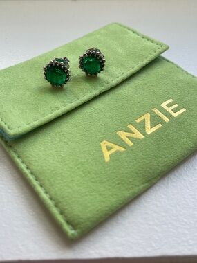 Anzie Emerald Green Halo Stud Earrings - purchased at Holt Renfrew